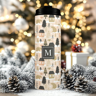 Garrafa Térmica Aldeia de Urso de Natal Personalizada