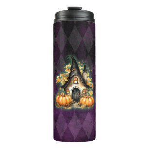 Garrafa Térmica Algodão De Queda Gótica De Halloween Roxo Argyle