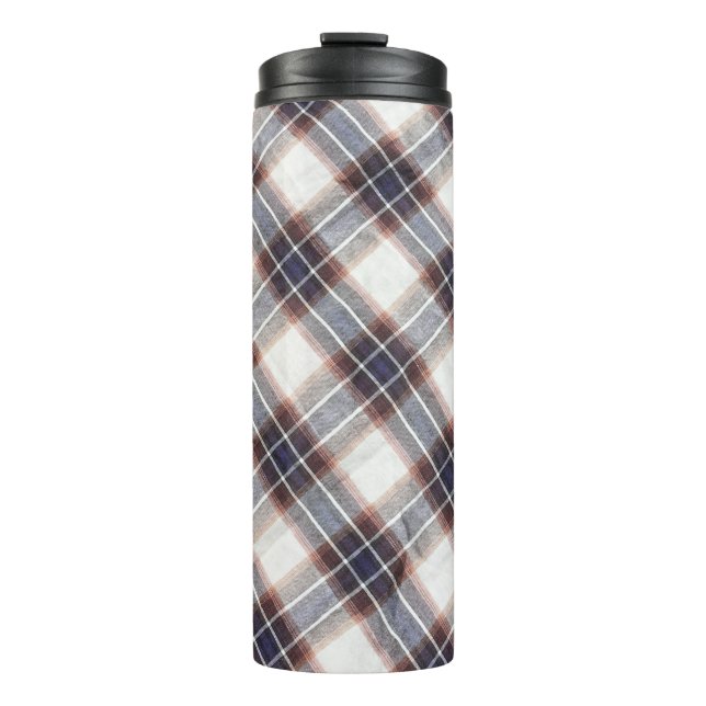 Garrafa Térmica algodão ecológico de Gingham em cores do outono.  (Frente)