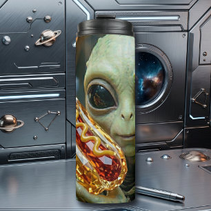 Garrafa Térmica Alienígena Extraterrestre com Cachorro Quente Cris