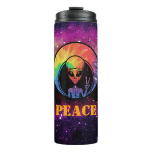 Garrafa Térmica Alienígena "Paz" Tie Dye Space Thermal Tumbler