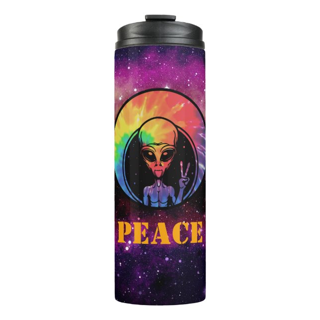 Garrafa Térmica Alienígena "Paz" Tie Dye Space Thermal Tumbler (Frente)