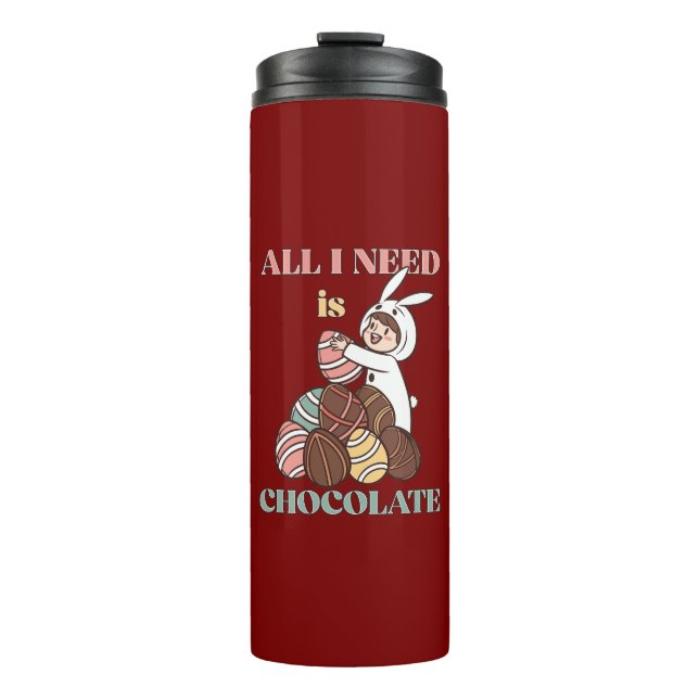 Garrafa Térmica All I Need Is Chocolate – Funny Easter Bunny  (Frente)