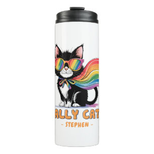 Garrafa Térmica Ally Cat - Orgulho LGBTQ do Gato Arco-Íris