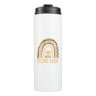 Garrafa Térmica Alô, segundo ano-leopardo, arco-íris-volta à escol