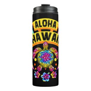 Garrafa Térmica Aloha Hawaii Retro Turtles Summer Pai Mãe