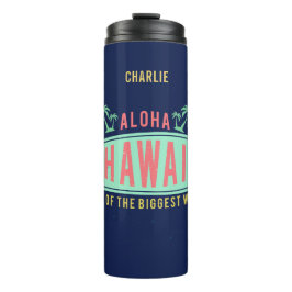 Garrafa Térmica Aloha Hawaiian Surfer Custom Name Tumbler
