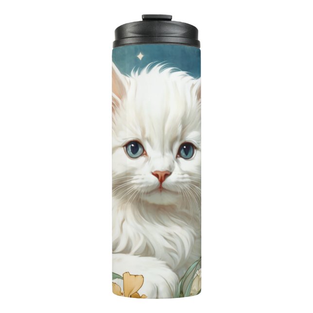 Garrafa Térmica Alphonse Mucha Art Nouveau Kitten (Frente)