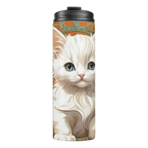 Garrafa Térmica Alphonse Mucha Art Nouveau White Kitten