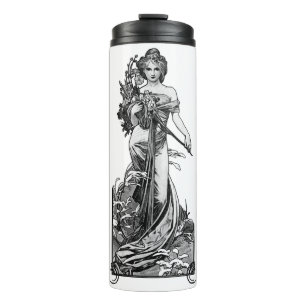 Garrafa Térmica Alphonse Mucha Flores Rótas