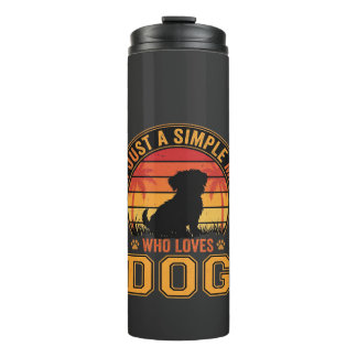 Garrafa Térmica Amante de Cães Homem Simples Retro Pôr do Sol