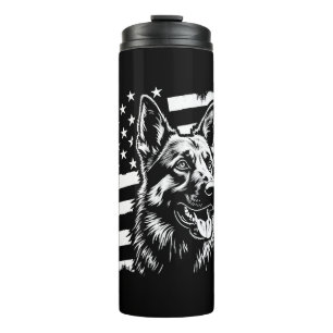 Garrafa Térmica Amante de Cães Pastor Alemão EUA Bandeira American