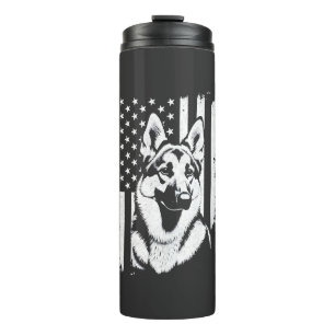 Garrafa Térmica Amante do Cão Pastor Alemão EUA Bandeira Americana