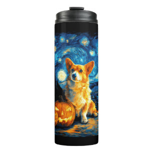Garrafa Térmica Amantes de Corgi Pintura de van gogh noite estrela