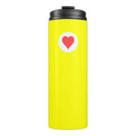 GARRAFA TÉRMICA AMARELO COM CORAÇÃO VERMELHA