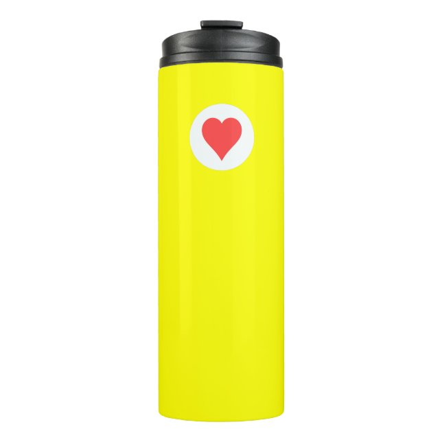 GARRAFA TÉRMICA AMARELO COM CORAÇÃO VERMELHA (Frente)