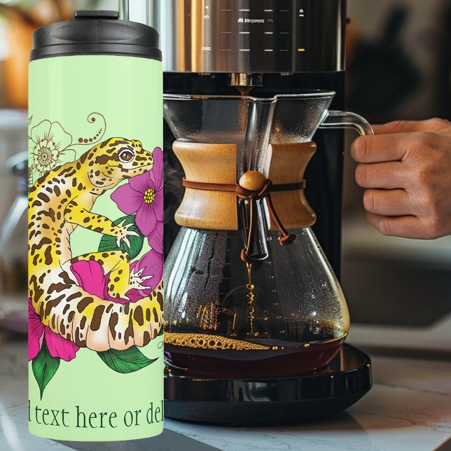 Garrafa Térmica Amarelo-leopardo Gecko Verde (Criador carregado)