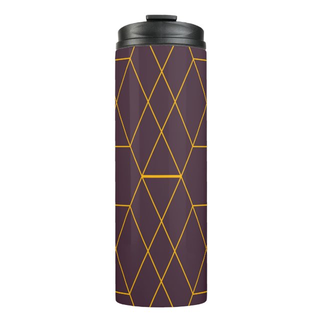 Garrafa Térmica Amarelo, roxo, simples, gráfico geométrico moderno (Frente)