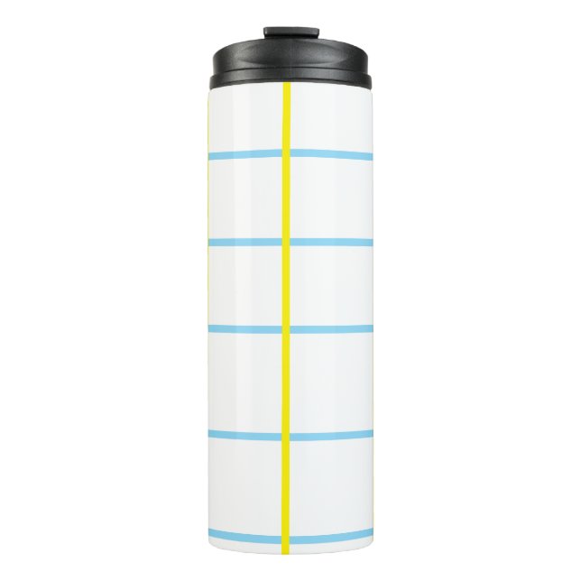 Garrafa Térmica Amarelo Unisex, Branco Azul   (Frente)