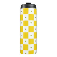 Amarelo verificado com Tumbler térmico do Coração