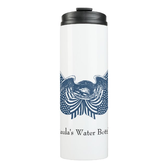 Garrafa Térmica American Eagle Guardando Bandeira Patriótica dos E (Frente)