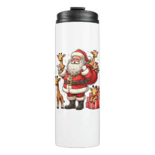 Garrafa Térmica American Santa Claus segurando Girafa presente Nat
