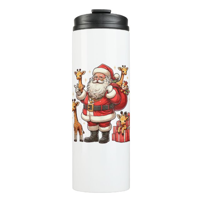 Garrafa Térmica American Santa Claus segurando Girafa presente Nat (Frente)