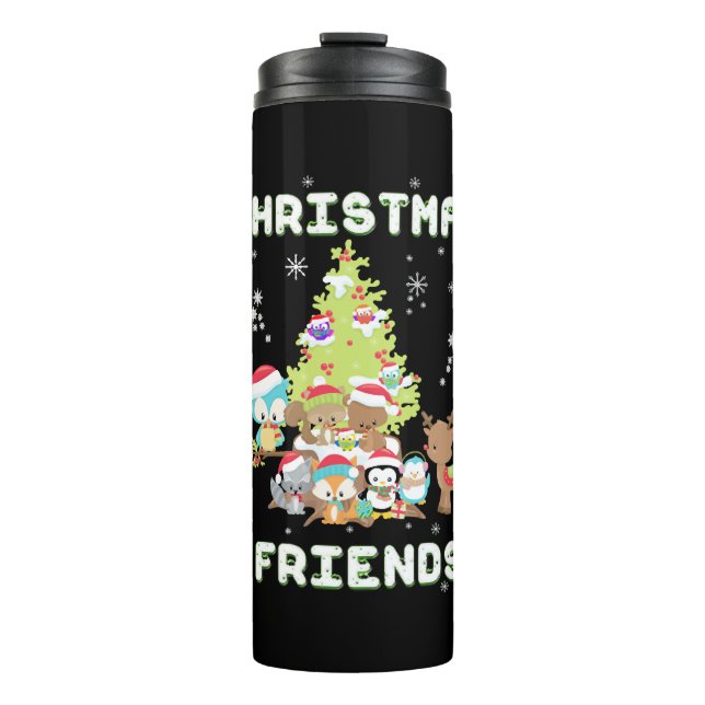 Garrafa Térmica Amigos de Natal bonitos (Frente)