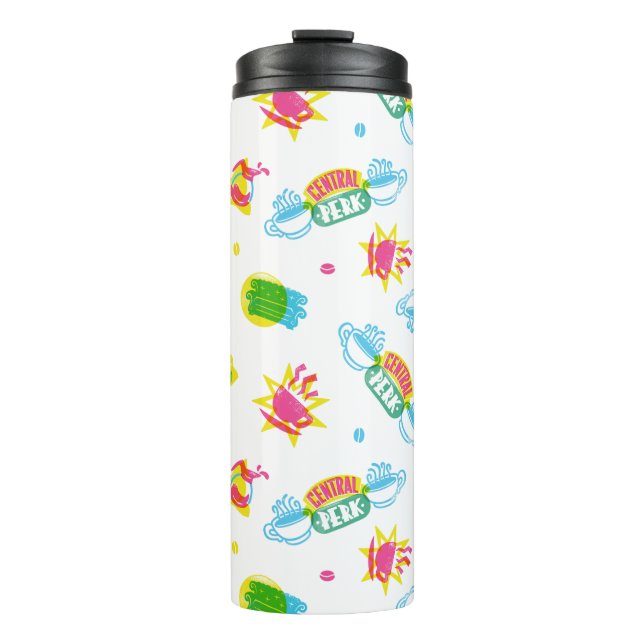 Garrafa Térmica AMIGOS™ | Padrão Central Perk Neon (Frente)