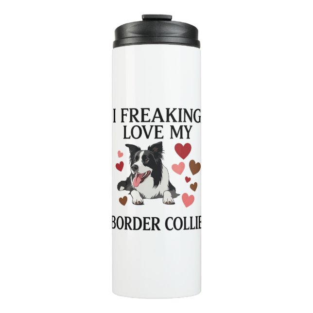 Garrafa Térmica Amo Muito Border Collie Corações_1 (Frente)