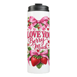 Garrafa Térmica Amo Você Muito Morango Rosa Romântico