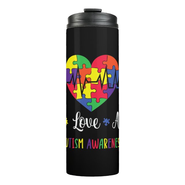 Garrafa Térmica Amor ao Vivo Aceite Autismo Sensibilização Mãe, Mo (Frente)