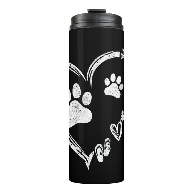 Garrafa Térmica Amor Camping Dog Paw Imprime Chinelos Cardíacos Ca (Frente)