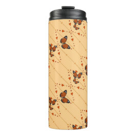 Garrafa Térmica Amor e borboletas em laranja versão 2