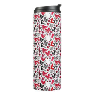 Garrafa Térmica amor e corações doodle arte valentine