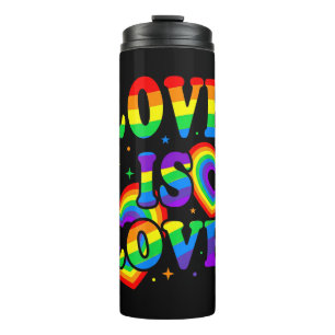Garrafa Térmica Amor LGBTQ é Amor Orgulho Gay Bandeira do Arco-Íri