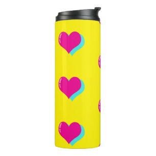 Garrafa Térmica Amor Neon Alegre Corações Retro Vaporwave Diversão