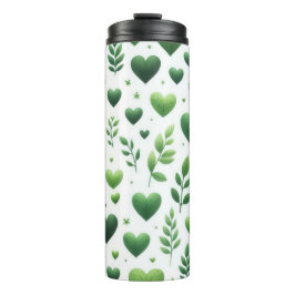 GARRAFA TÉRMICA AMOR VERDE CORAÇÕES E FOLHAS DE SÃO VALENTIM