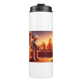 Garrafa Térmica Android Drinking Coffee Looking At Pyramids