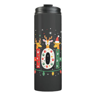 Garrafa Térmica Animação de Girafa Ho Ho Ho com Chapéu de Natal Co