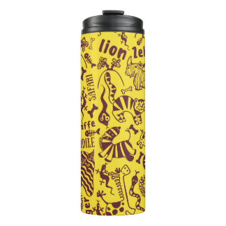 Garrafa Térmica Animais Africanos: Padrão Cultural Sem Olhos.