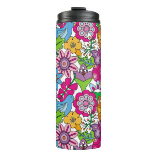 Garrafa Térmica Animais coloridos e flores, com a parte perfeita d