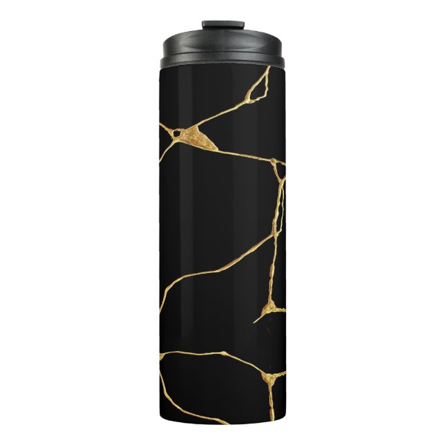 Garrafa Térmica Antigo Kintsukuroi Dourado Negro (Frente)