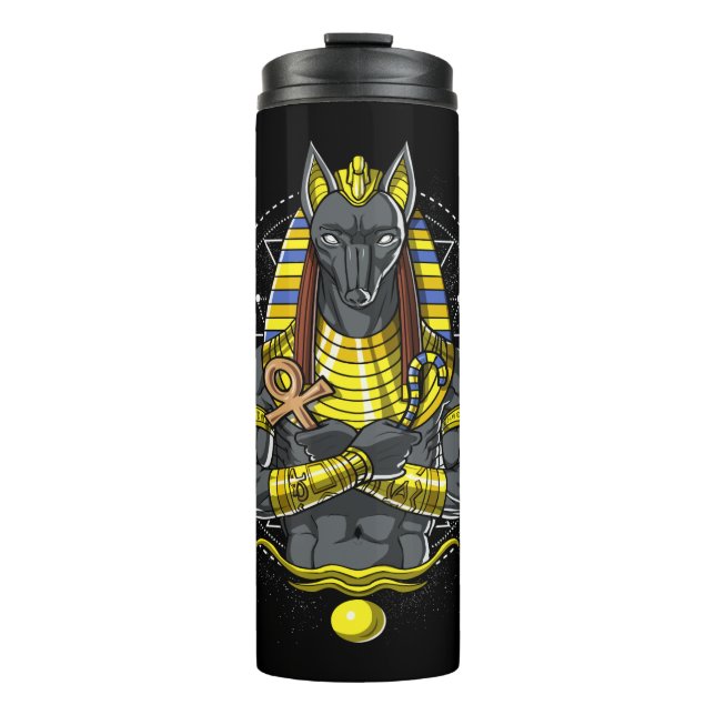 Garrafa Térmica Anubis Egípcio Lobo Deus Egito Mito Ankh (Frente)