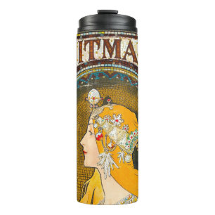 Garrafa Térmica Anúncio de Alphonse Mucha Vintage Whitman