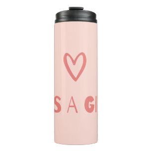 Garrafa Térmica Anúncio de bebê de coração cor-de-rosa com frasco