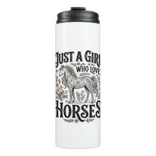 Garrafa Térmica Apenas uma garota que ama cavalos Design floral vi