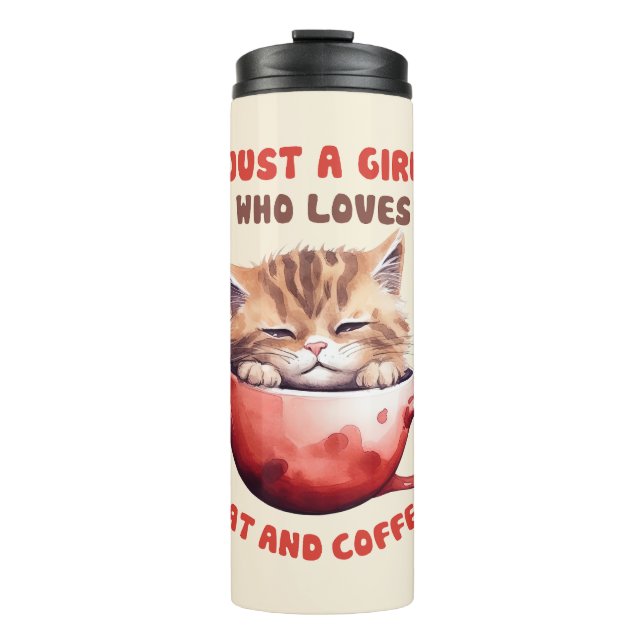 Garrafa Térmica Apenas uma garota que ama gatos e café (2) (Frente)