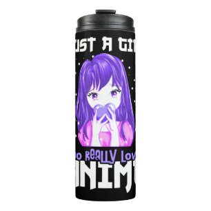 Garrafa Térmica Apenas uma garota que realmente ama anime em roxo