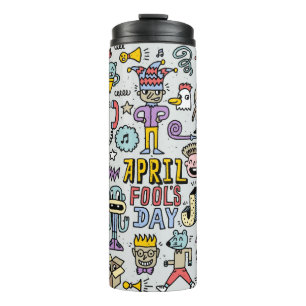 Garrafa Térmica April tolera o dia engraçado rabisco colorido 1. 